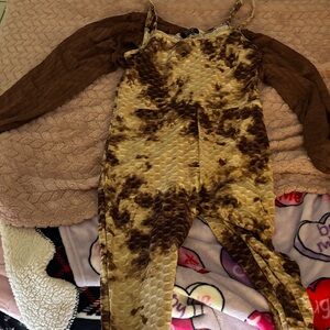 Fashion Nova Brown Tie-Dye 2 piece Jumpsuit